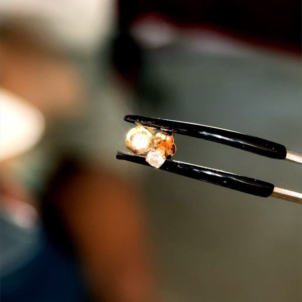 Tiny 14k Stud Earrings - image 2